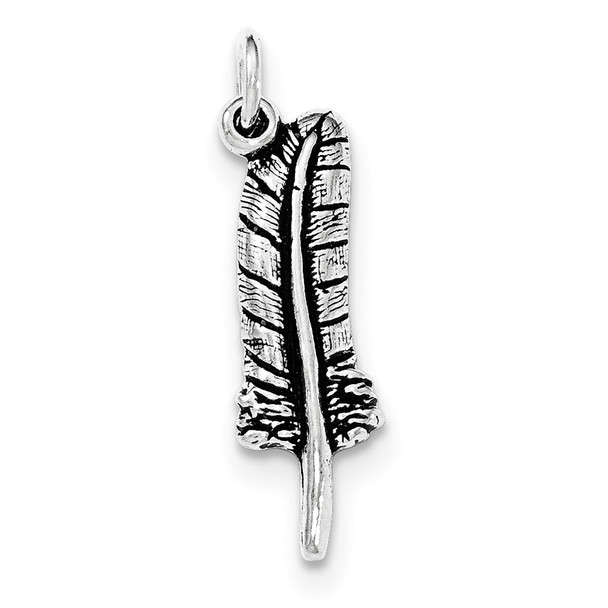 Sterling Silver Antiqued and Textured Feather Charm