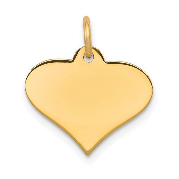 14k Yellow Gold Plain .013 Gauge Engravable Heart Disc Charm XM569/13