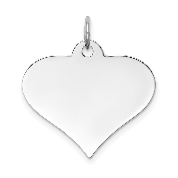 14k White Gold Plain .027 Gauge Engravable Heart Disc Charm