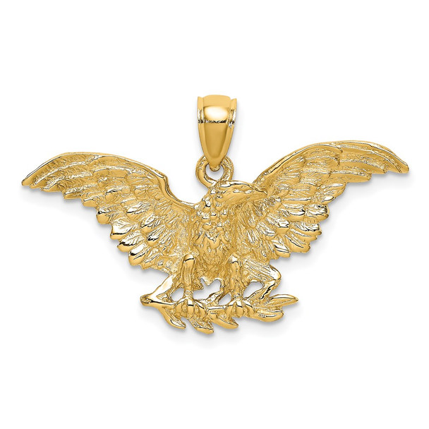 14k Yellow Gold 2-D Eagle w/Wings Spread Pendant K6525