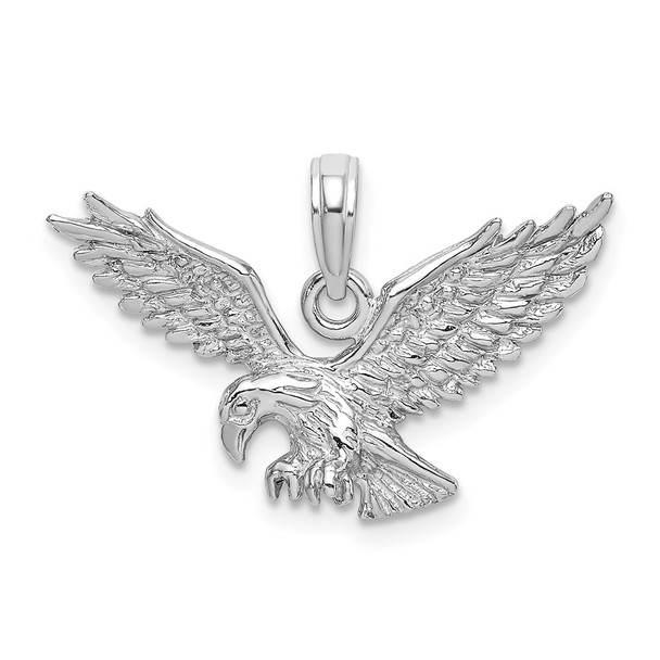 14k White Gold Textured Eagle Landing Pendant