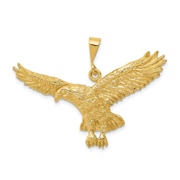 14k Yellow Gold Solid Polished Eagle Pendant C2435