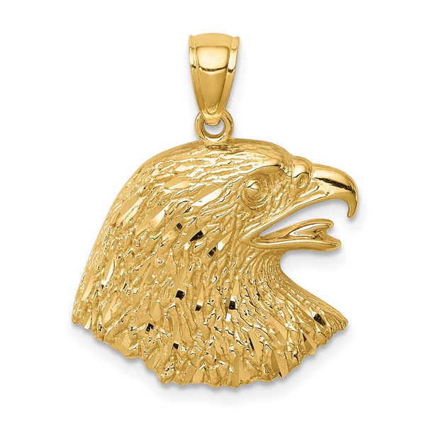 Mens 14k Yellow Gold Diamond-cut Eagle Pendant C4576