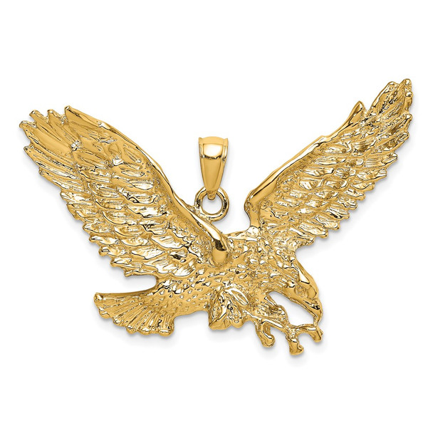 14k Yellow Gold 2-D Eagle w/Beak Touching Claws Pendant K6514