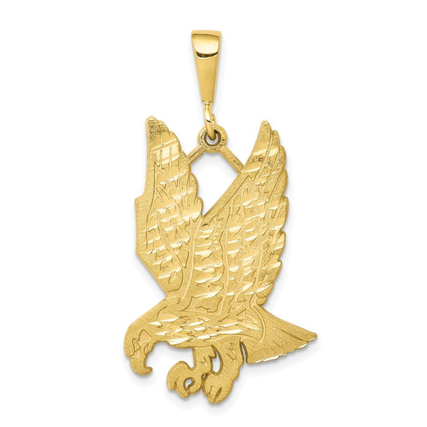 10k Yellow Gold Solid Diamond-cut Eagle Pendant