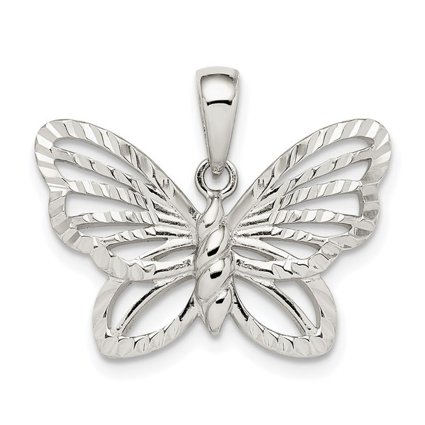 Sterling Silver Diamond-cut Butterfly Pendant QC9539