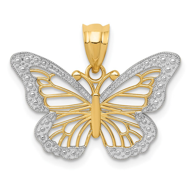 14k Yellow Gold & Rhodium Butterfly Pendant K4845