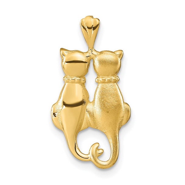 14k Yellow Gold Satin and Polished Cats Pendant