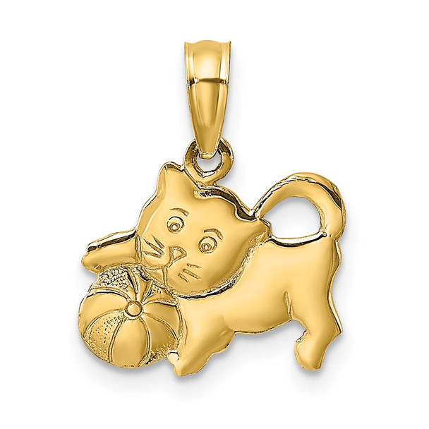 14k Yellow Gold 3-D Polished Kitten Pendant