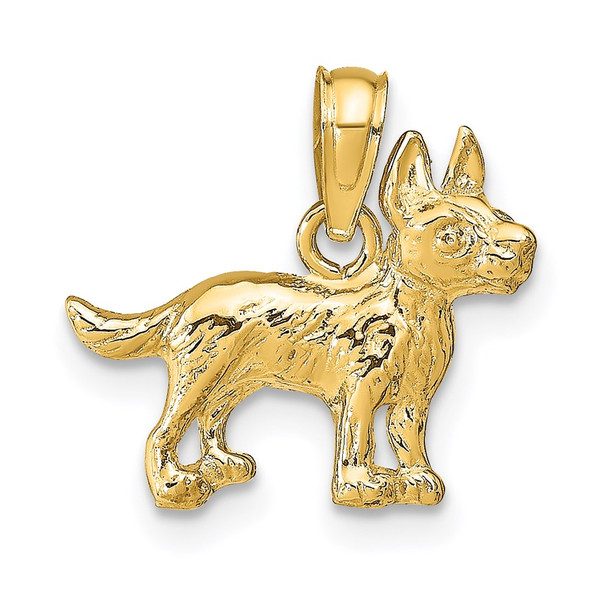 14k Yellow Gold Terrier Dog Pendant