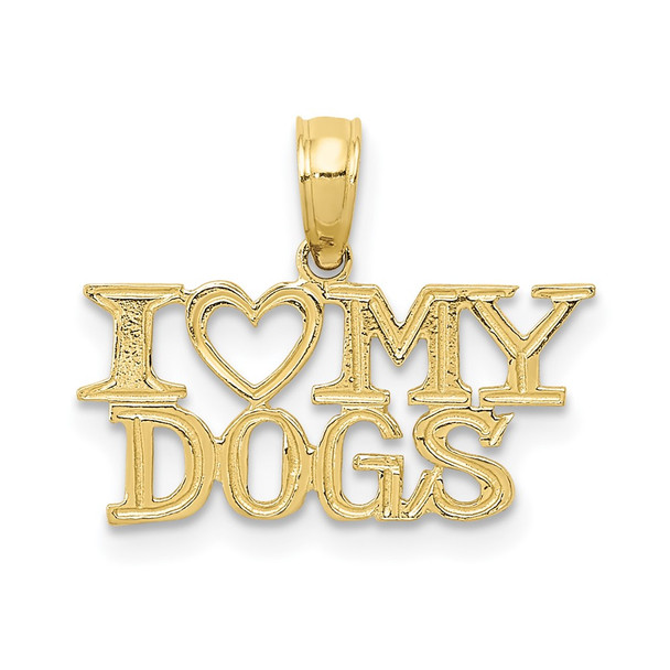 10k Yellow Gold I Heart My Dogs Pendant
