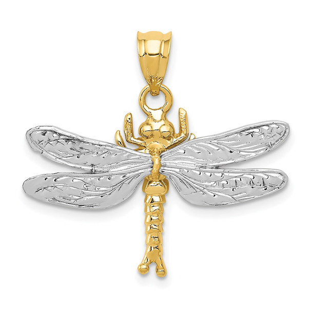 14k Yellow and White Gold Dragonfly Pendant