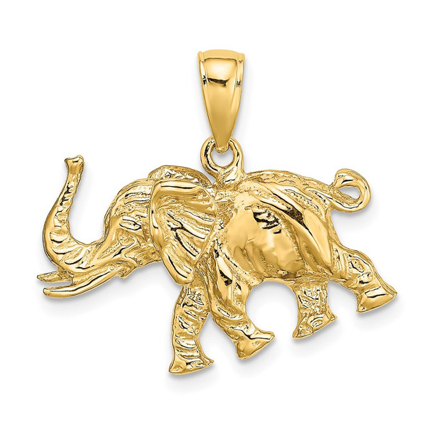 14k Yellow Gold 3-D Elephant Profile w/Tusk Pendant