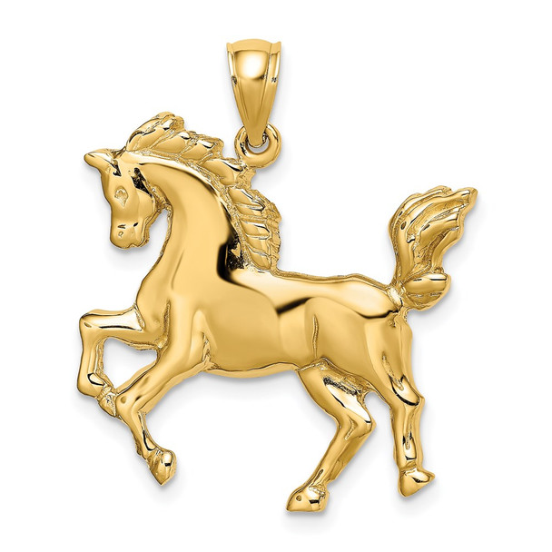 14k Yellow Gold 2-D Horse Pendant K6543