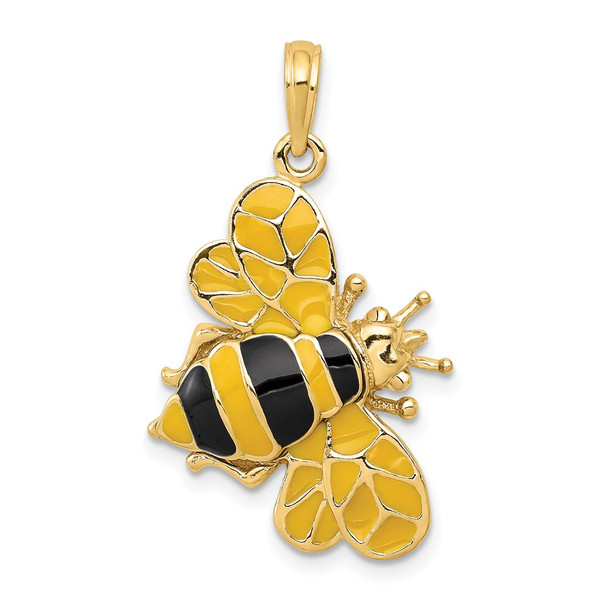 14k Yellow Gold Enameled 3-D Bumblebee Pendant