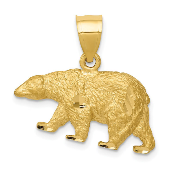 14k Yellow Gold Diamond-cut Bear Pendant C4061