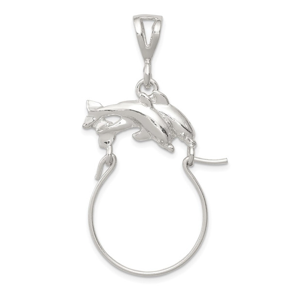 Sterling Silver Dolphin Charm Holder QC562 Pendant