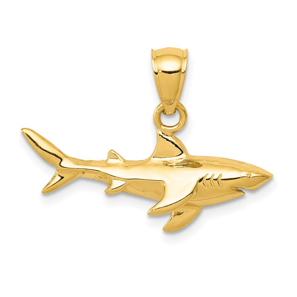 14k Yellow Gold Shark Pendant D3413