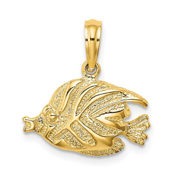 14k Yellow Gold Polished and Engraved Fish Pendant K7686