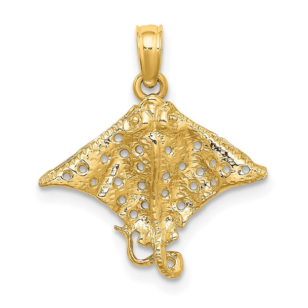 14k Yellow Gold 2-D Spotted Eagle Ray w/Holes Pendant K7623