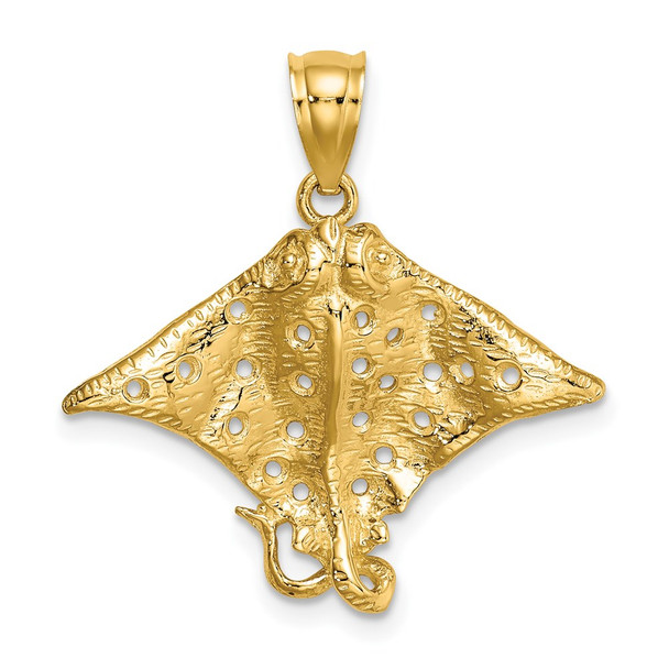 14k Yellow Gold 2-D Spotted Eagle Ray w/Holes Pendant K7622
