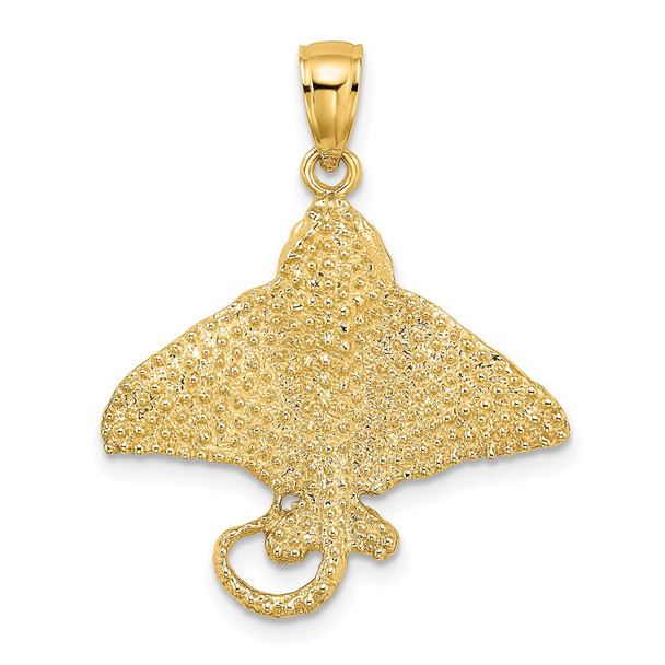 14k Yellow Gold 2-D Textured Spotted Eagle Ray Pendant K7477