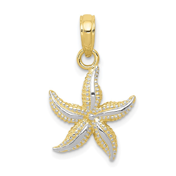 10k Yellow Gold w/Rhodium Starfish Pendant 10K2953
