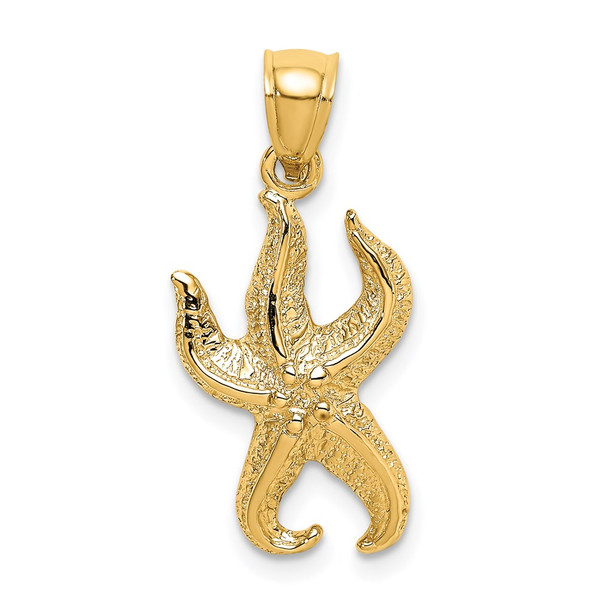 14k Yellow Gold Textured Starfish Pendant K7689