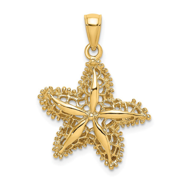 14k Yellow Gold Starfish Filigree Pendant