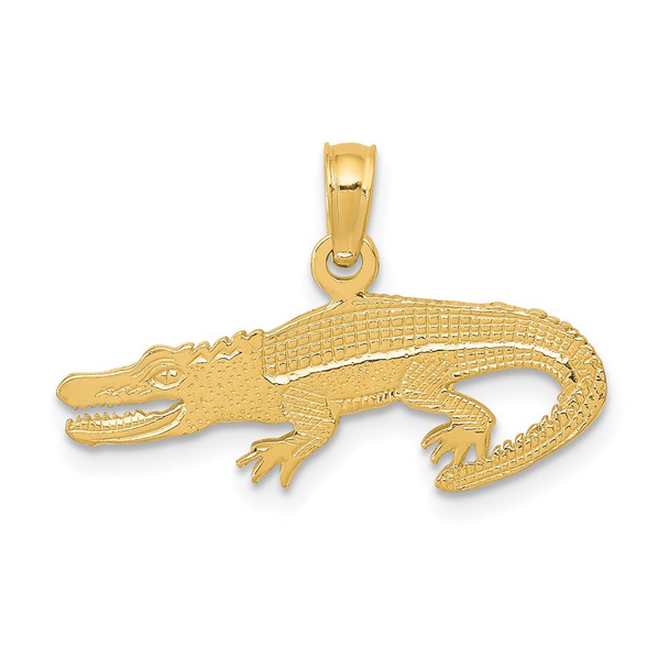 14k Yellow Gold Textured Alligator Pendant