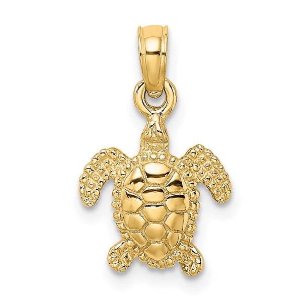 14k Yellow Gold 3-D Mini Sea Turtle Pendant