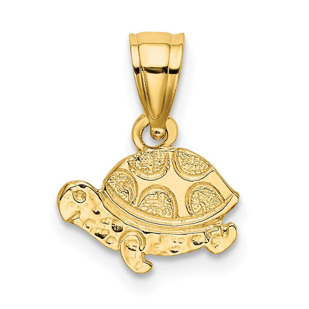 14k Yellow Gold Flat and Engraved Mini Turtle Pendant