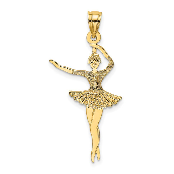 14k Yellow Gold Satin Polished Ballerina Pendant