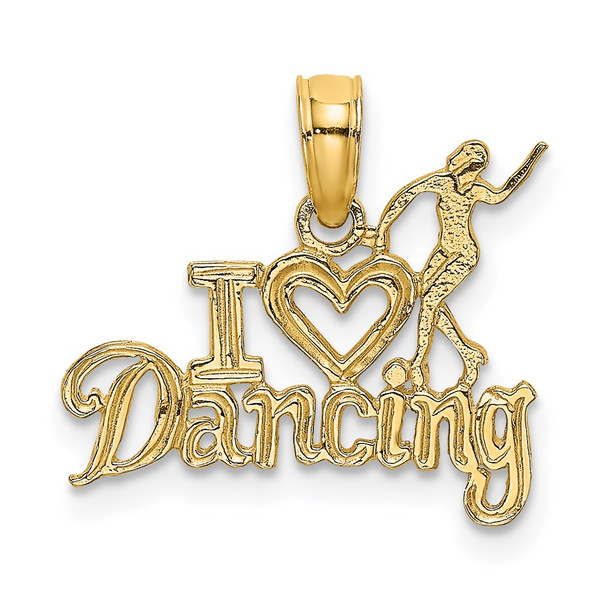 14k Yellow Gold I Heart Dancing w/Dancer Pendant