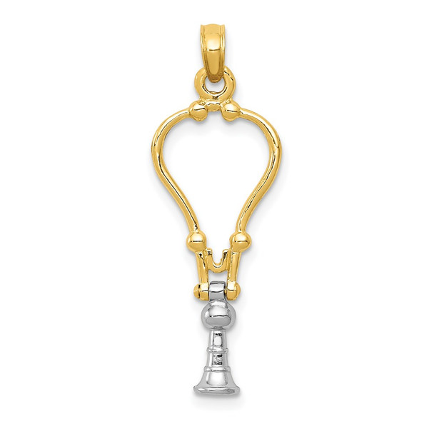 14k Yellow and White Gold 3-D Stethoscope Pendant