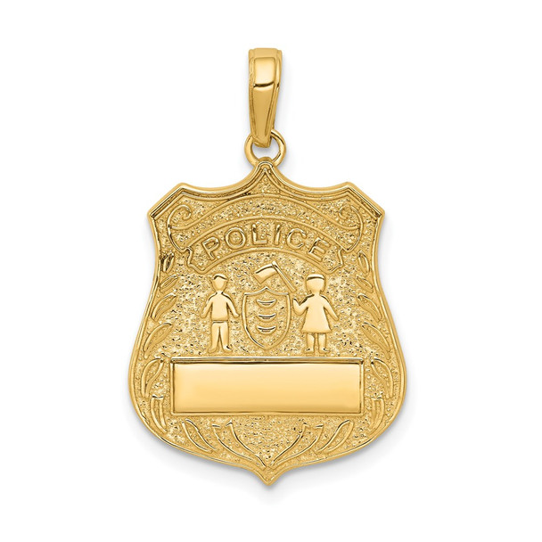 14k Yellow Gold Large Police Badge Pendant