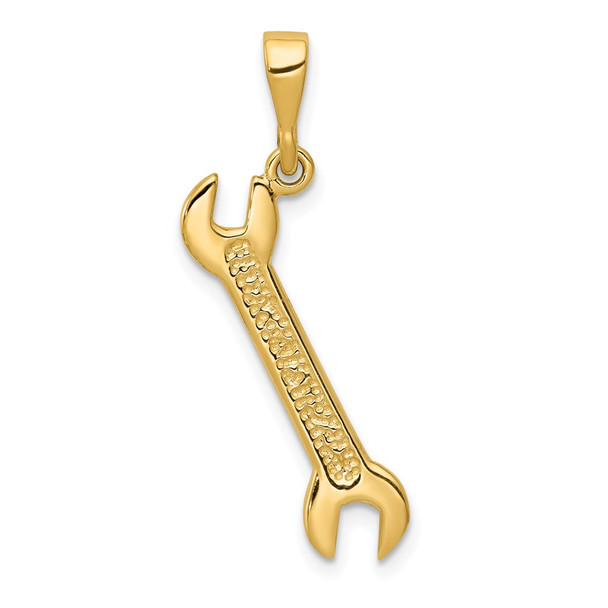 14k Yellow Gold 3D Wrench Pendant