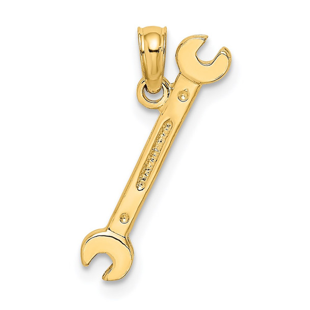 14k Yellow Gold 3-D Double Open-Ended Wrench Pendant