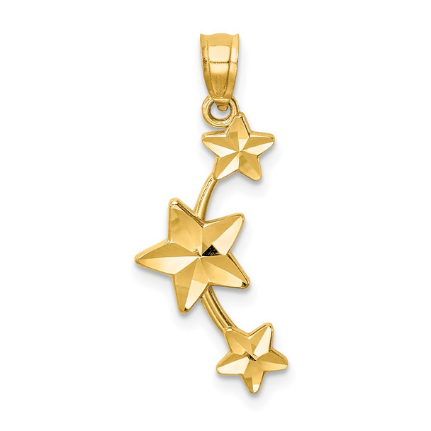 14k Yellow Gold Diamond-Cut Stars Pendant