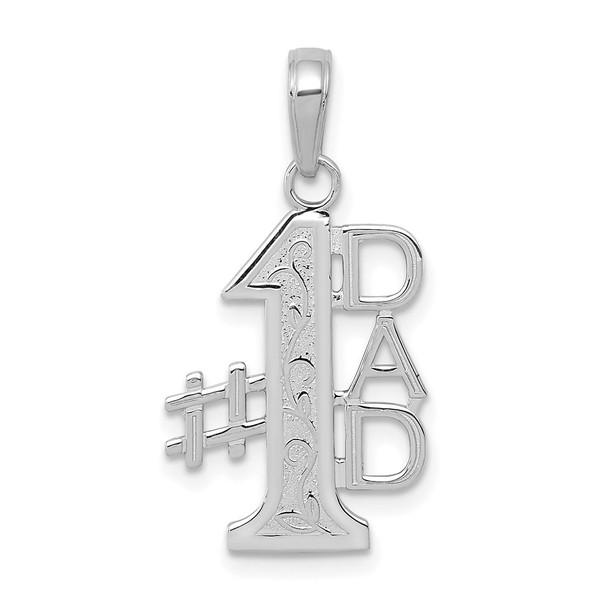 14k White Gold #1 Dad Pendant K4732W