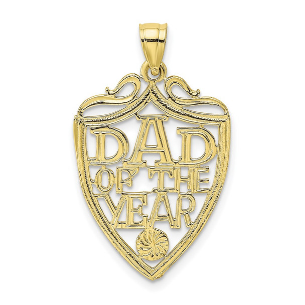 10k Yellow Gold Dad Of The Year Plaque Pendant