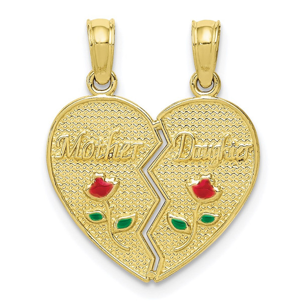 10k Yellow Gold Enameled Mother - Daughter Pendant