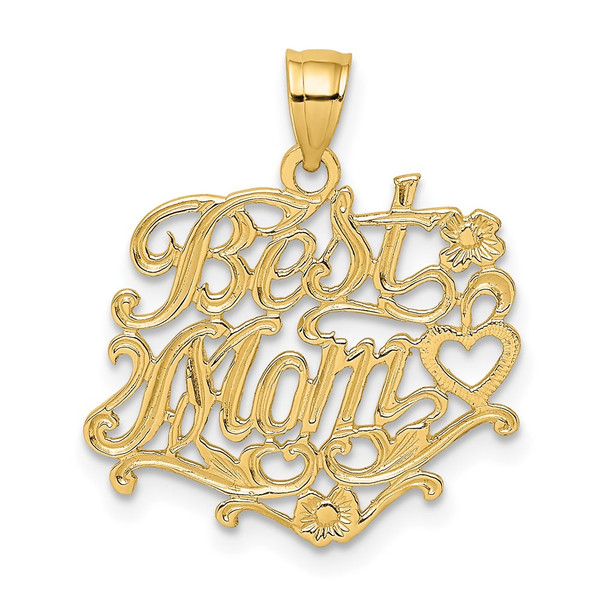 14k Yellow Gold Best Mom Pendant D3949