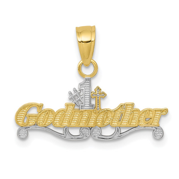 10k Yellow Gold With Rhodium-Plating #1 Godmother Pendant