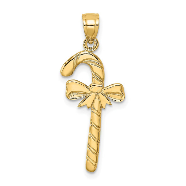 14k Yellow Gold Solid Polished Candy Cane Pendant