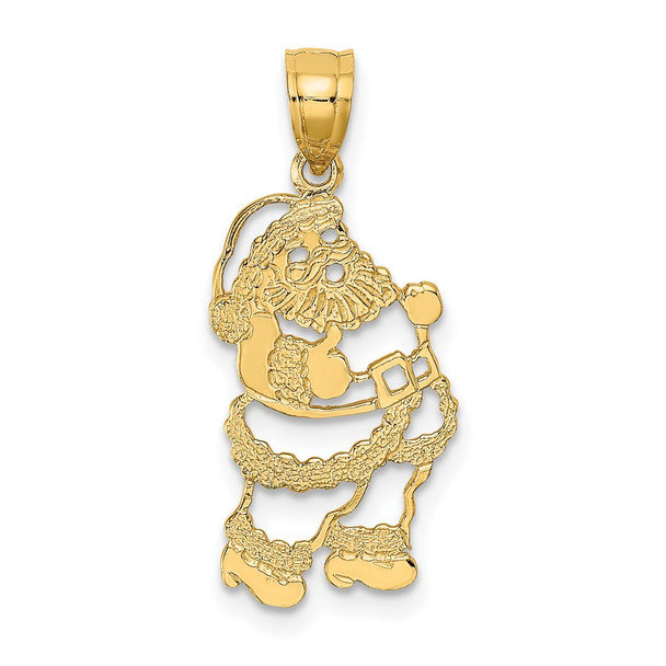 14k Yellow Gold Polished Santa Pendant