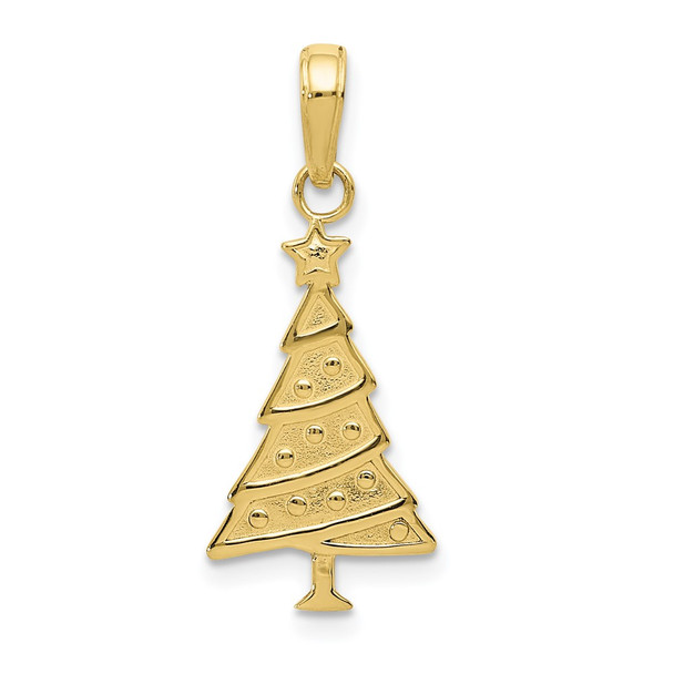 10k Yellow Gold Polished Christmas Tree Pendant 10M482