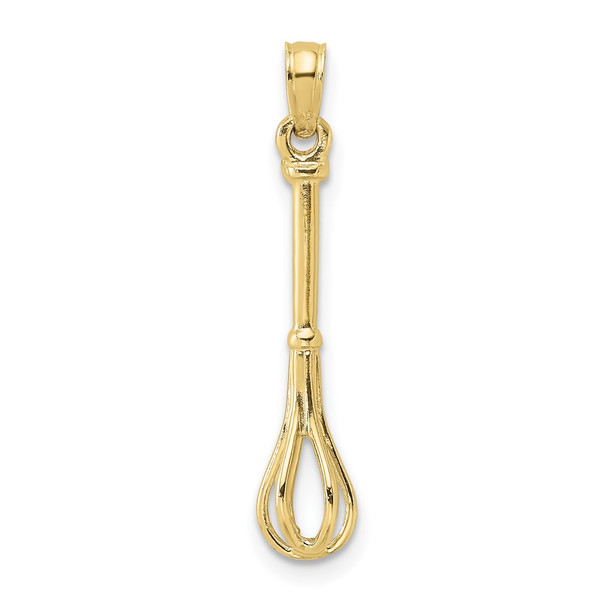 10k Yellow Gold 3-D and Polished Whisk Pendant