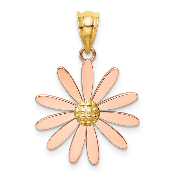 14k Yellow and Rose Gold Daisy Flower Pendant