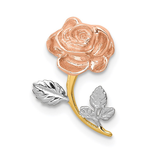 14k Yellow and Rose Gold with Rhodium Polished Rose Slide Pendant